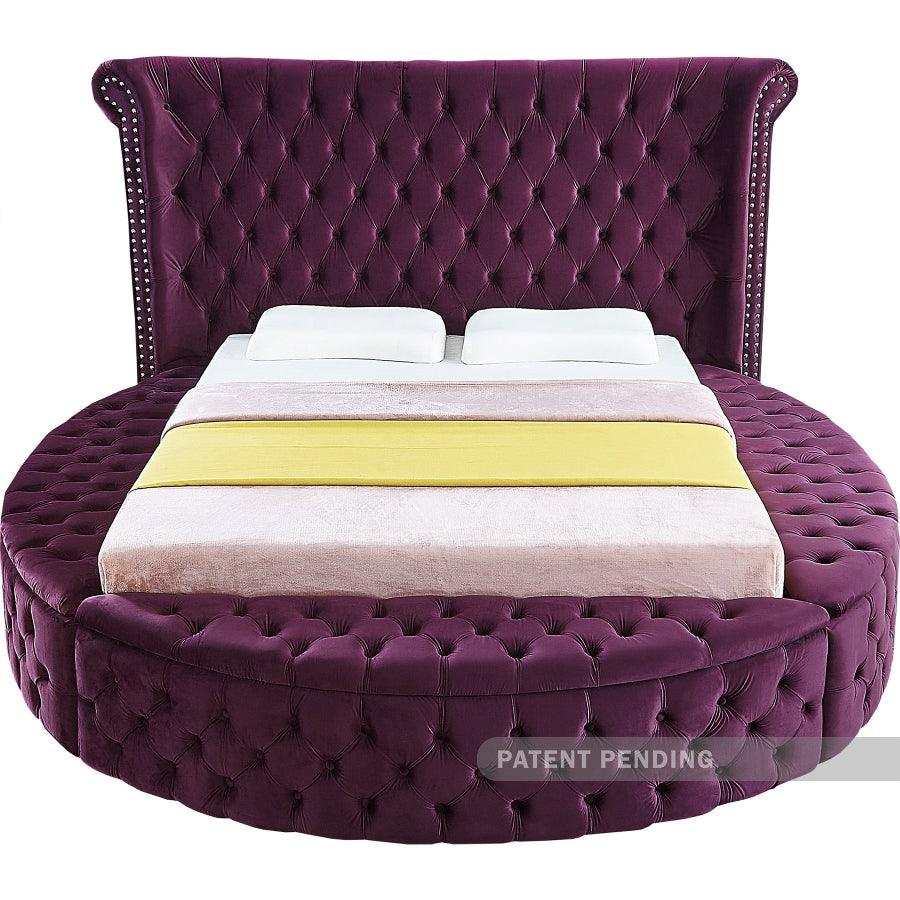 Luxus Velvet King Bed In Purple - ATL FURNITURE