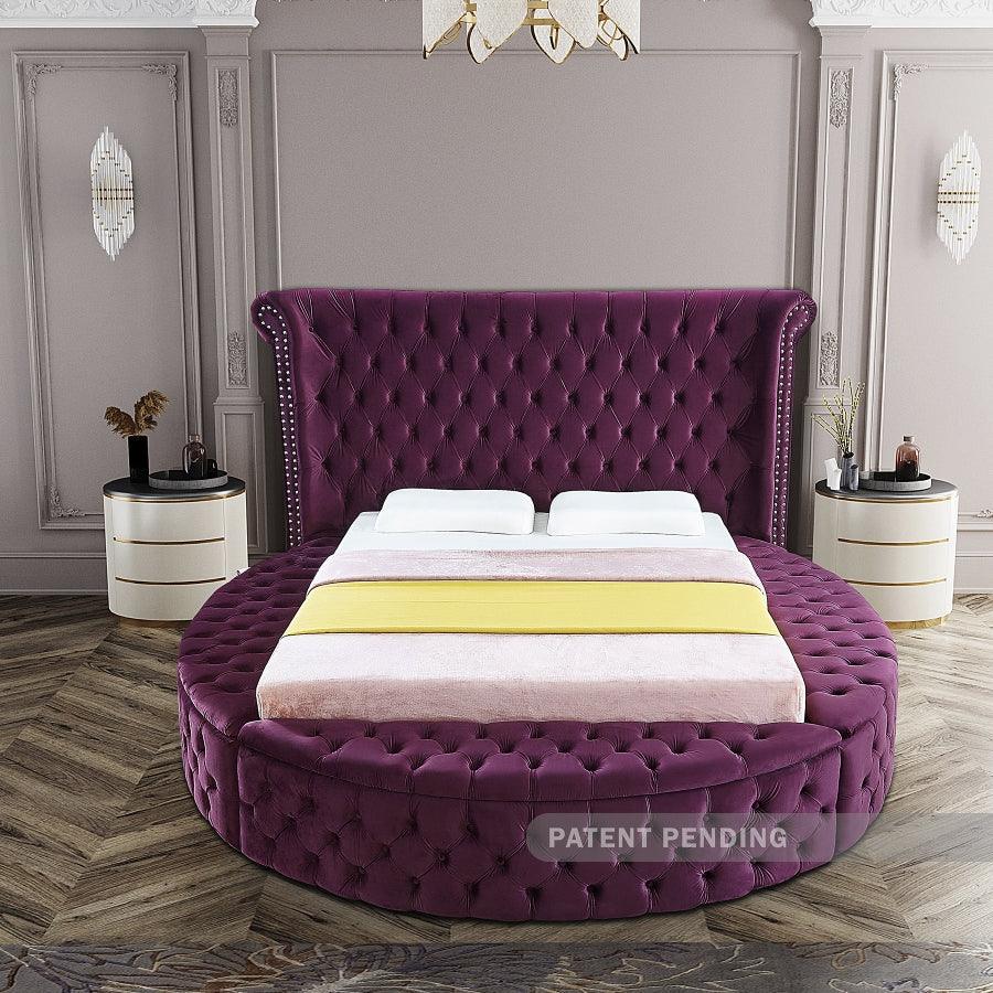 Luxus Velvet Queen Bed In Purple - ATL FURNITURE