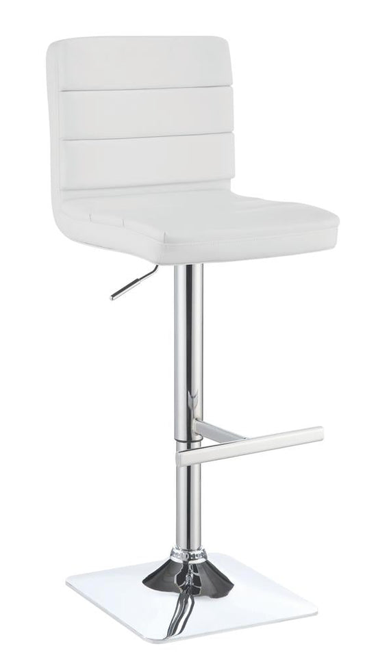 G120694 Contemporary Adjustable White Bar Stool with Chrome Finish - ATL FURNITURE