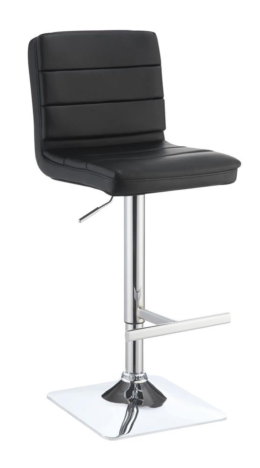 G120695 Contemporary Black Adjustable Padded Back Bar Stool - ATL FURNITURE