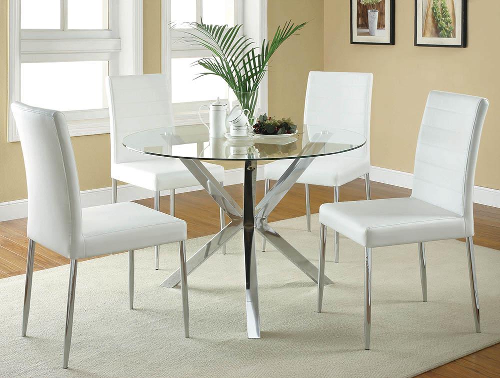 Vance White and Chrome Dining Chair - ATL FURNITURE