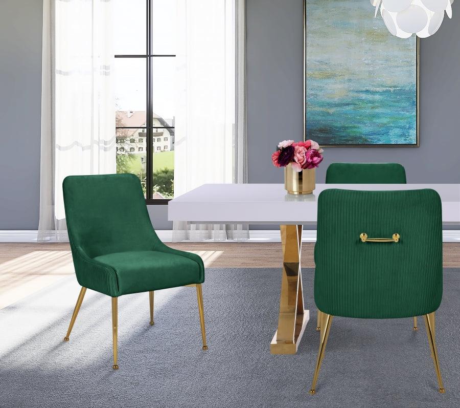 Ace Velvet Dining Chair Set Of 2 In Green - 855Green - ATL FURNITURE