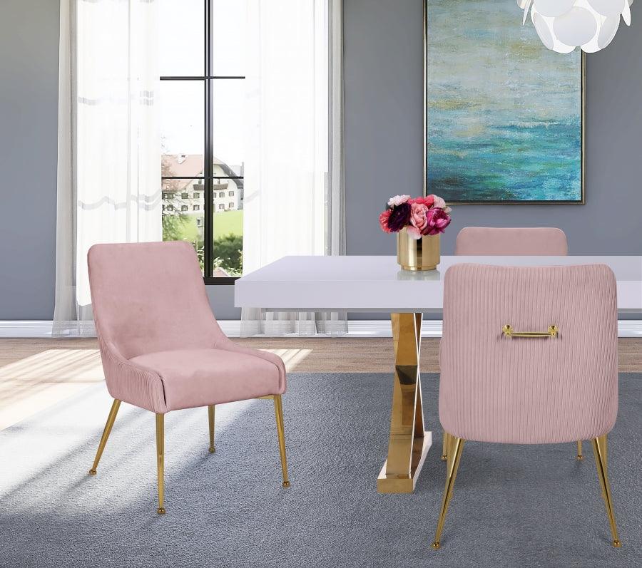 Ace Velvet Dining Chair Set Of 2 In Pink - 855Pink - ATL FURNITURE