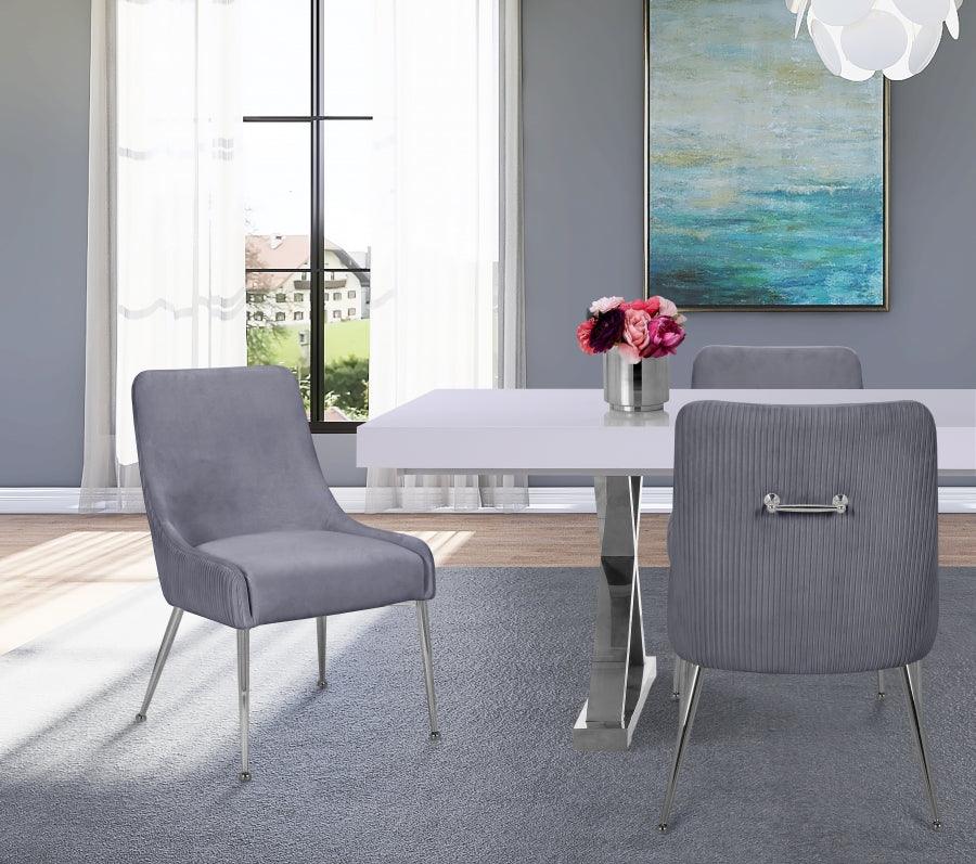 Ace Velvet Dining Chair Set Of 2 In Grey - 856Grey - ATL FURNITURE