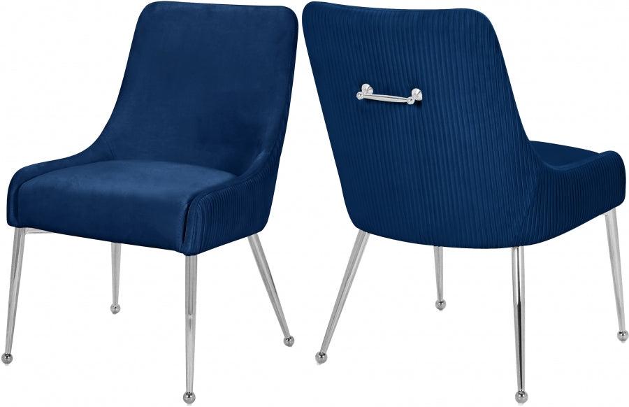 Ace Velvet Dining Chair Set Of 2 In Navy - 856Navy - ATL FURNITURE