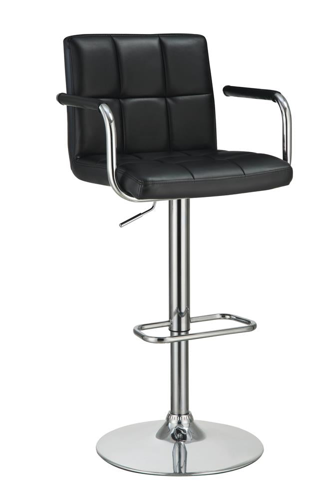 G121095 Contemporary Black and Chrome Adjustable Bar Stool with Arms - ATL FURNITURE