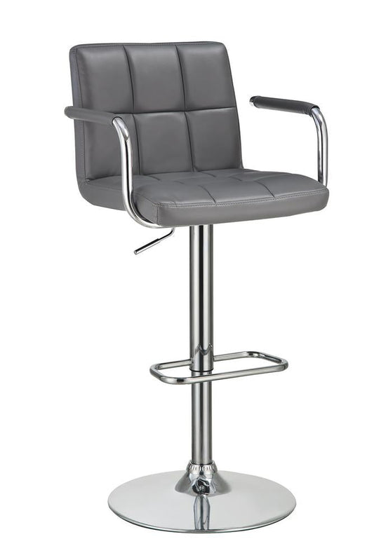 G121096 Contemporary Grey and Chrome Adjustable Bar Stool with Arms - ATL FURNITURE