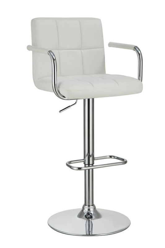 G121097 Contemporary White and Chrome Adjustable Bar Stool with Arms - ATL FURNITURE