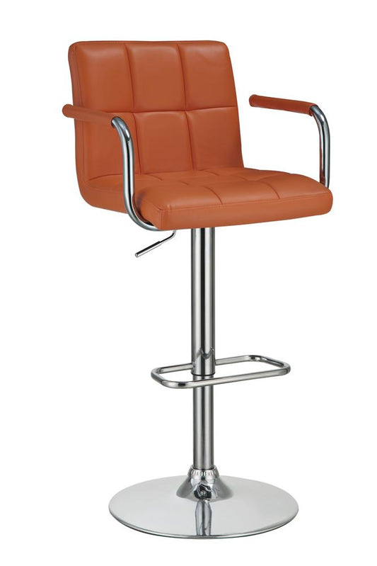 G121098 Contemporary Pumpkin and Chrome Adjustable Bar Stool with Arms - ATL FURNITURE