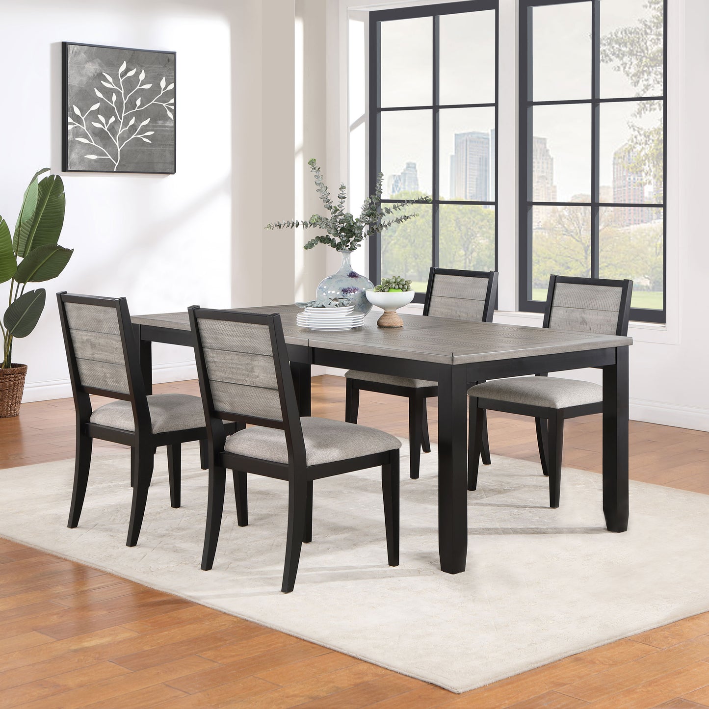 Elodie Rectangular 78-inch Extension Leaf Dining Table Black