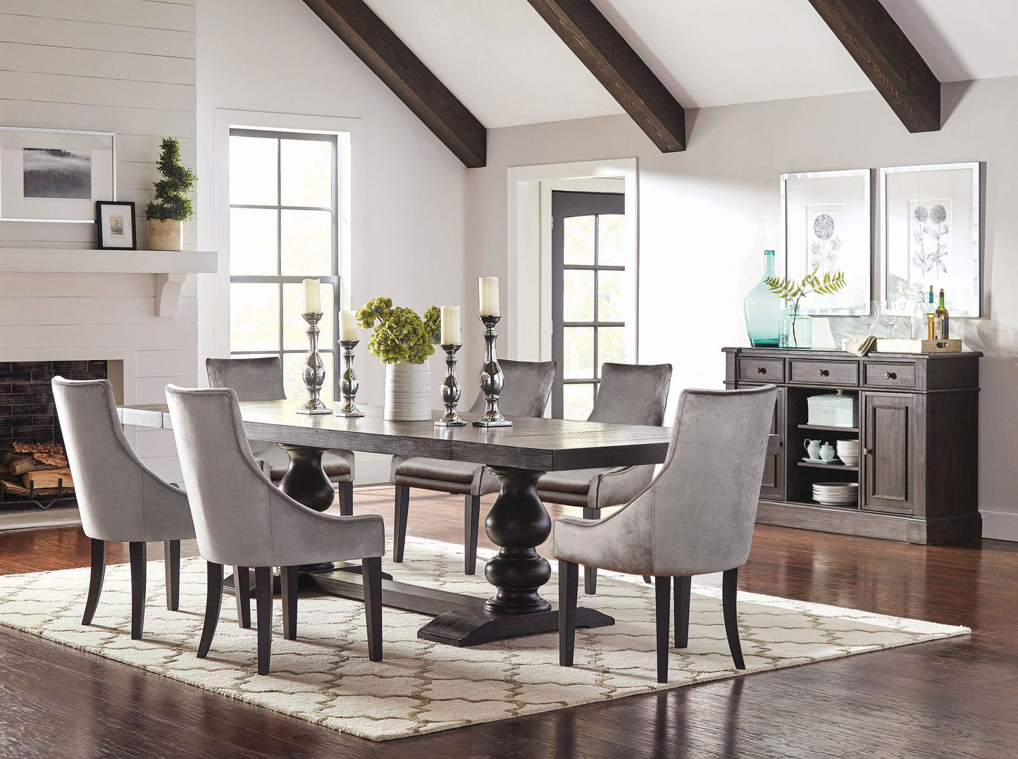 Phelps 5-piece Rectangular Dining Table Set Distressed Noir