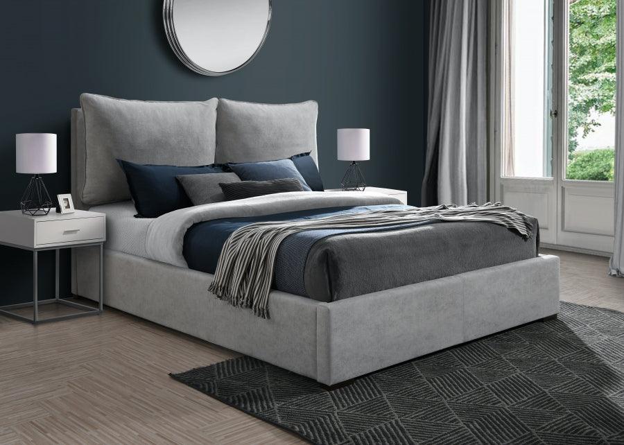 Meridian Furniture - Misha Polyester Fabric Queen Bed In Grey - Mishagrey-Q - ATL FURNITURE