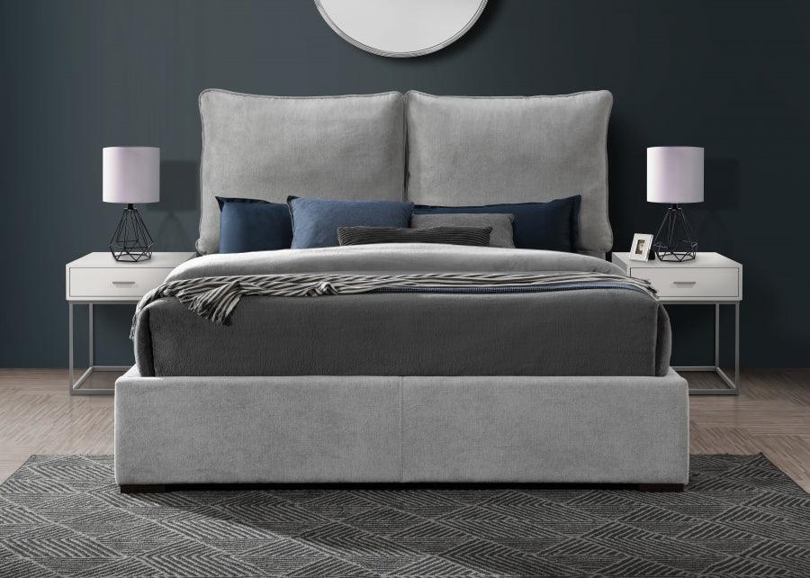 Meridian Furniture - Misha Polyester Fabric Queen Bed In Grey - Mishagrey-Q - ATL FURNITURE