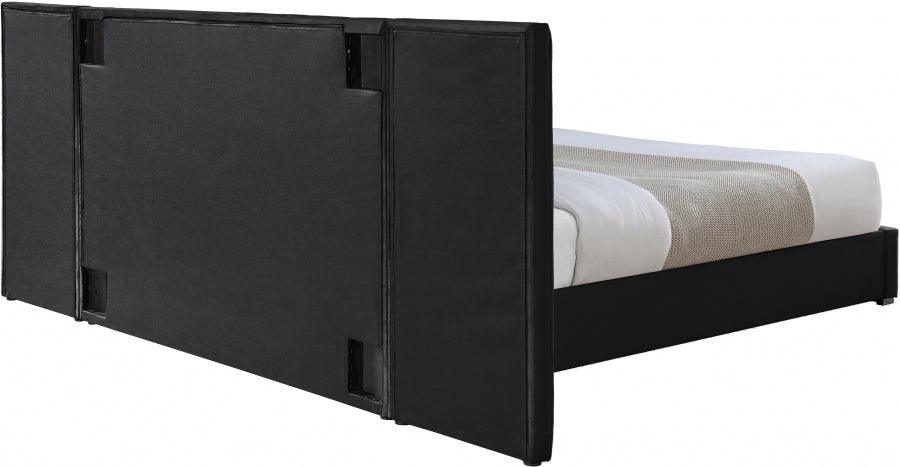 Meridian Furniture - Pablo Velvet Queen Bed In Black - Pabloblack-Q - ATL FURNITURE