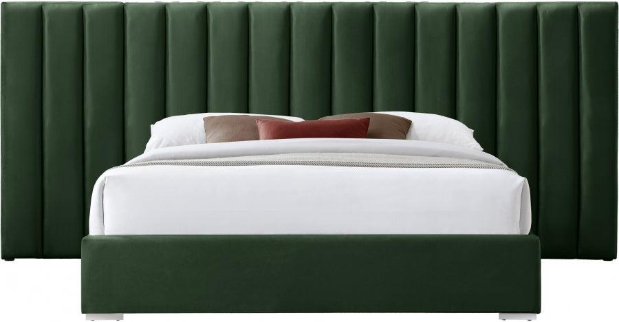 Meridian Furniture - Pablo Velvet Queen Bed In Green - Pablogreen-Q - ATL FURNITURE