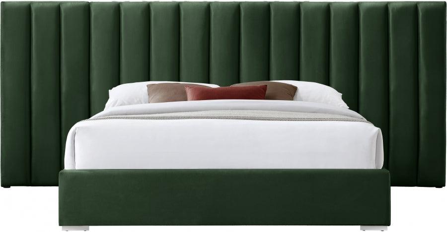 Pablo Velvet King Bed In Green - Pablogreen-K - ATL FURNITURE