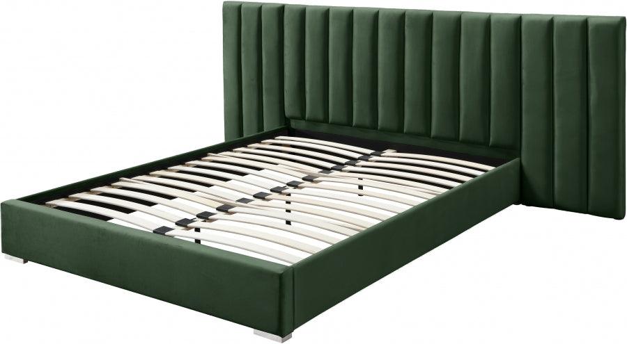 Meridian Furniture - Pablo Velvet Queen Bed In Green - Pablogreen-Q - ATL FURNITURE