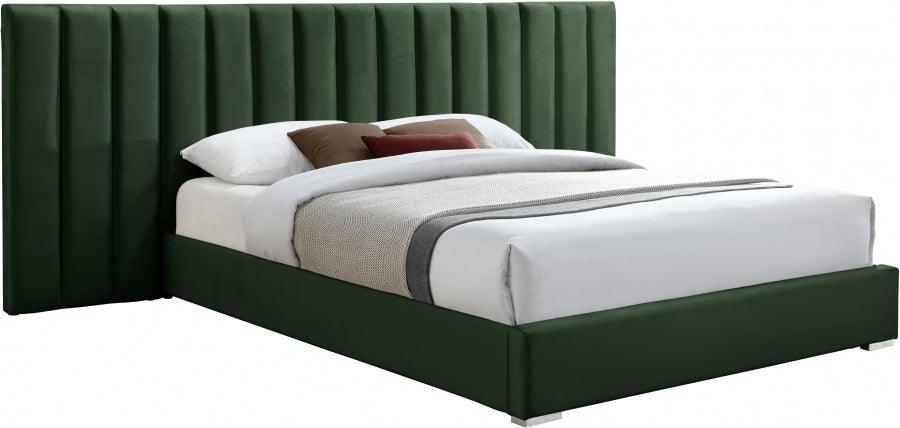 Meridian Furniture - Pablo Velvet Queen Bed In Green - Pablogreen-Q - ATL FURNITURE