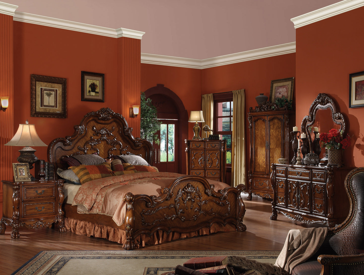 Dresden Cherry Oak Eastern King Bed - ATL FURNITURE