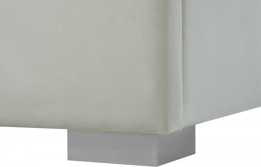 Nora Velvet Queen Bed In Cream - Noracream-Q - ATL FURNITURE