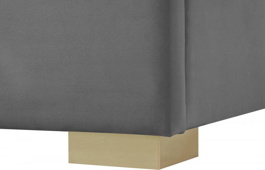 Nora Velvet Queen Bed In Grey - Noragrey-Q - ATL FURNITURE