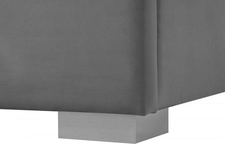 Nora Velvet Queen Bed In Grey - Noragrey-Q - ATL FURNITURE