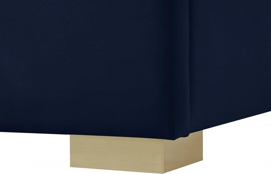 Nora Velvet Queen Bed In Navy - Noranavy-Q - ATL FURNITURE