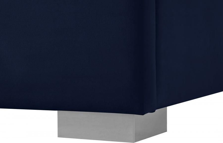 Nora Velvet Queen Bed In Navy - Noranavy-Q - ATL FURNITURE