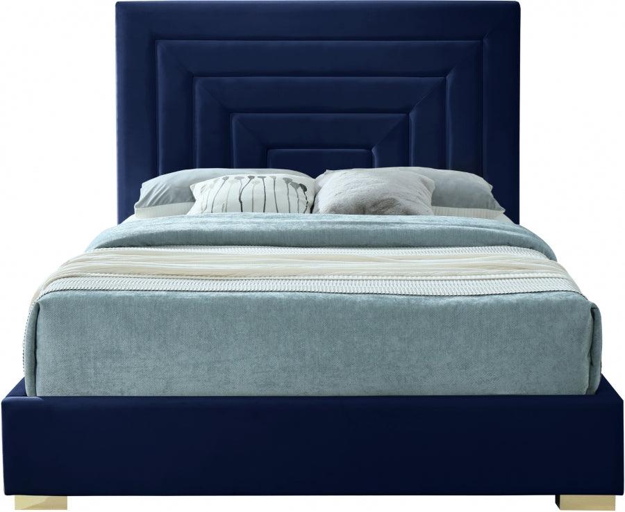 Nora Velvet King Bed In Navy - Noranavy-K - ATL FURNITURE