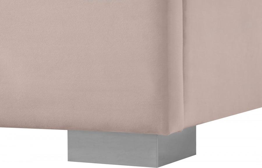 Nora Velvet Queen Bed In Pink - Norapink-Q - ATL FURNITURE