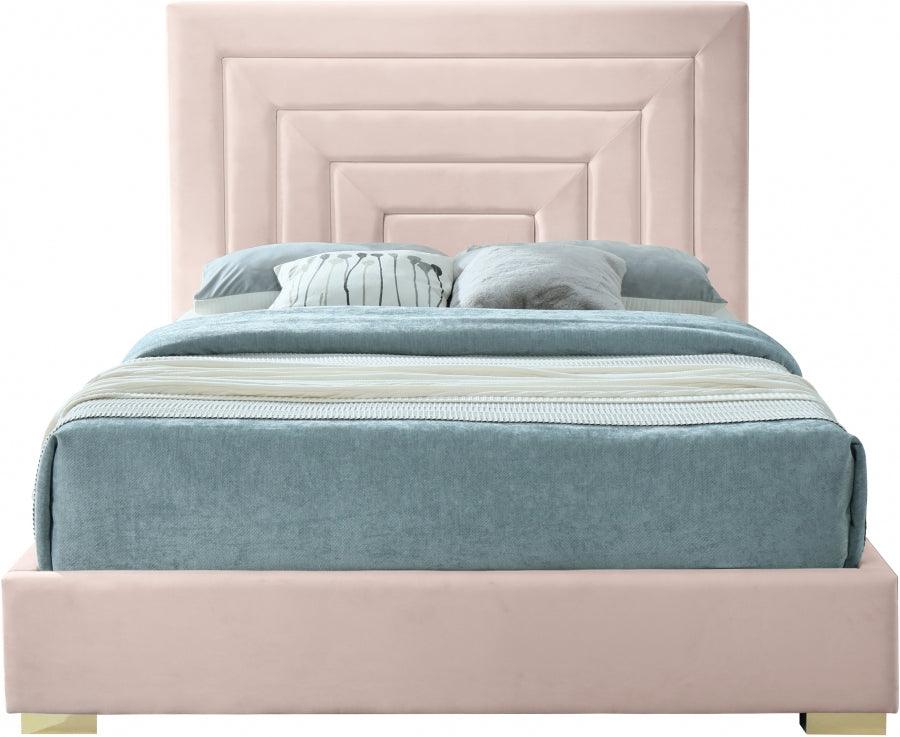 Nora Velvet King Bed In Pink - Norapink-K - ATL FURNITURE