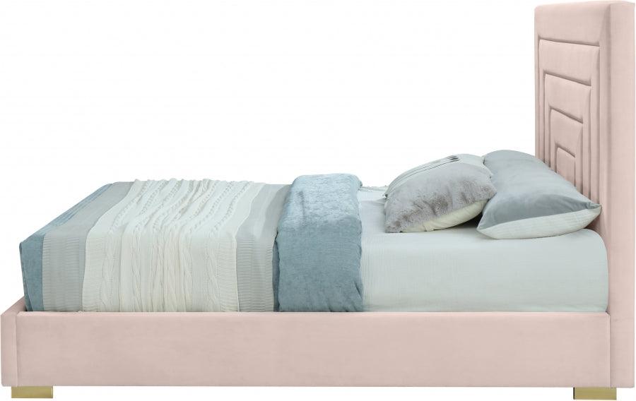 Nora Velvet King Bed In Pink - Norapink-K - ATL FURNITURE