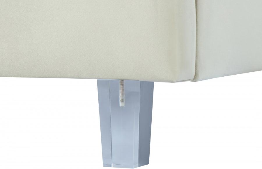 Meridian Furniture - Rainbow Velvet Queen Bed In Cream - Rainbowcream-Q - ATL FURNITURE