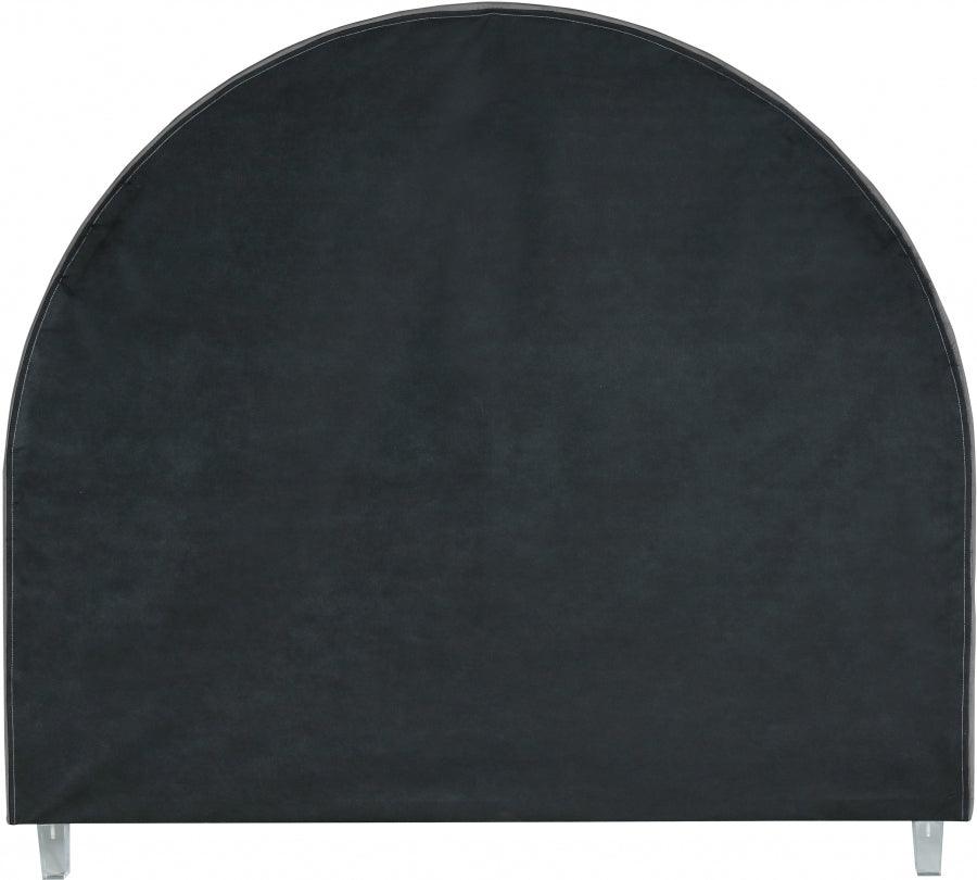 Meridian Furniture - Rainbow Velvet Queen Bed In Grey - Rainbowgrey-Q - ATL FURNITURE
