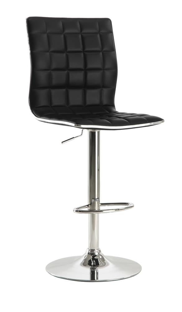 Waffle Adjustable Black and Chrome Bar Stool - ATL FURNITURE