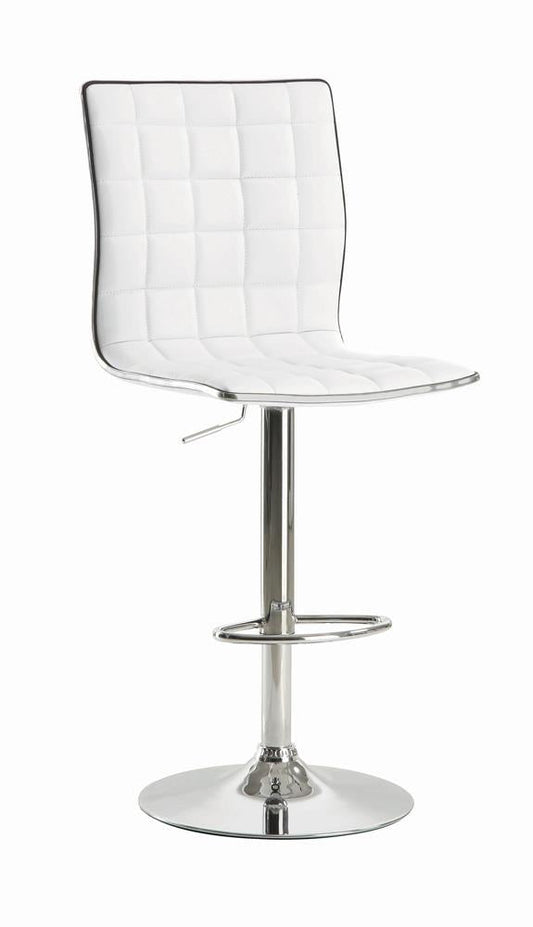 Waffle Adjustable White and Chrome Bar Stool - ATL FURNITURE