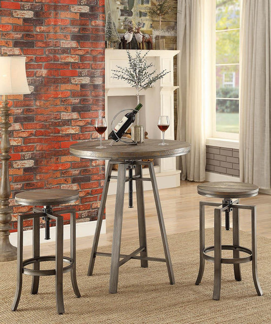 Industrial Walnut Adjustable Bar Stool - ATL FURNITURE