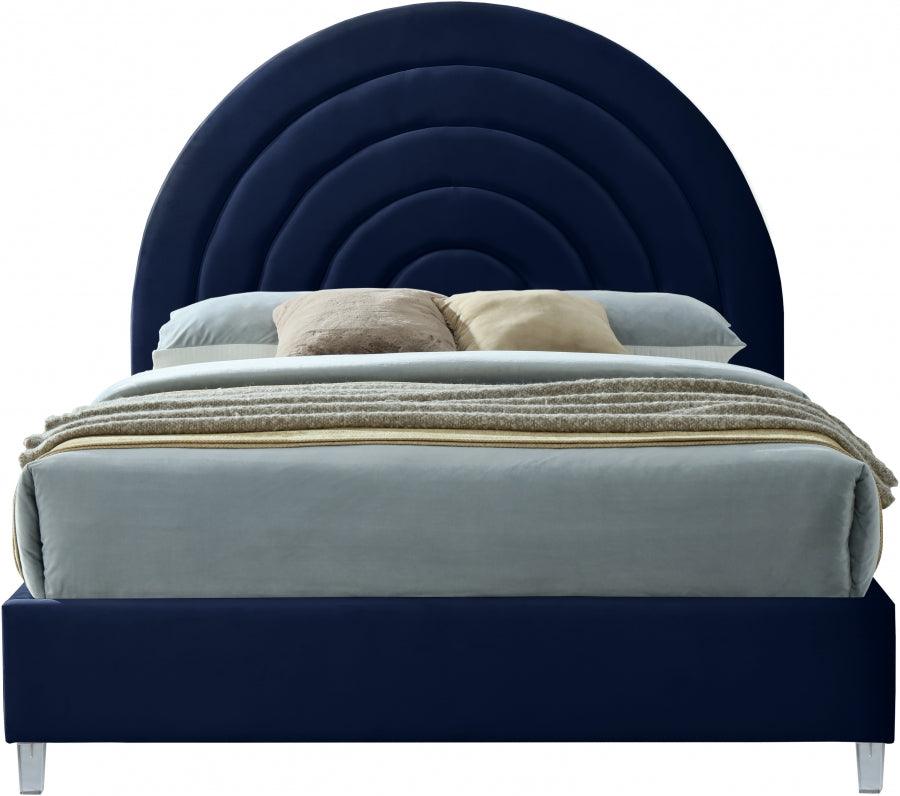 Rainbow Velvet King Bed In Navy - Rainbownavy-K - ATL FURNITURE