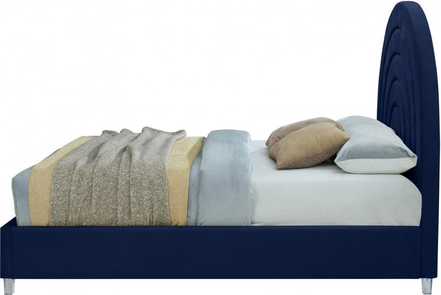 Rainbow Velvet King Bed In Navy - Rainbownavy-K - ATL FURNITURE