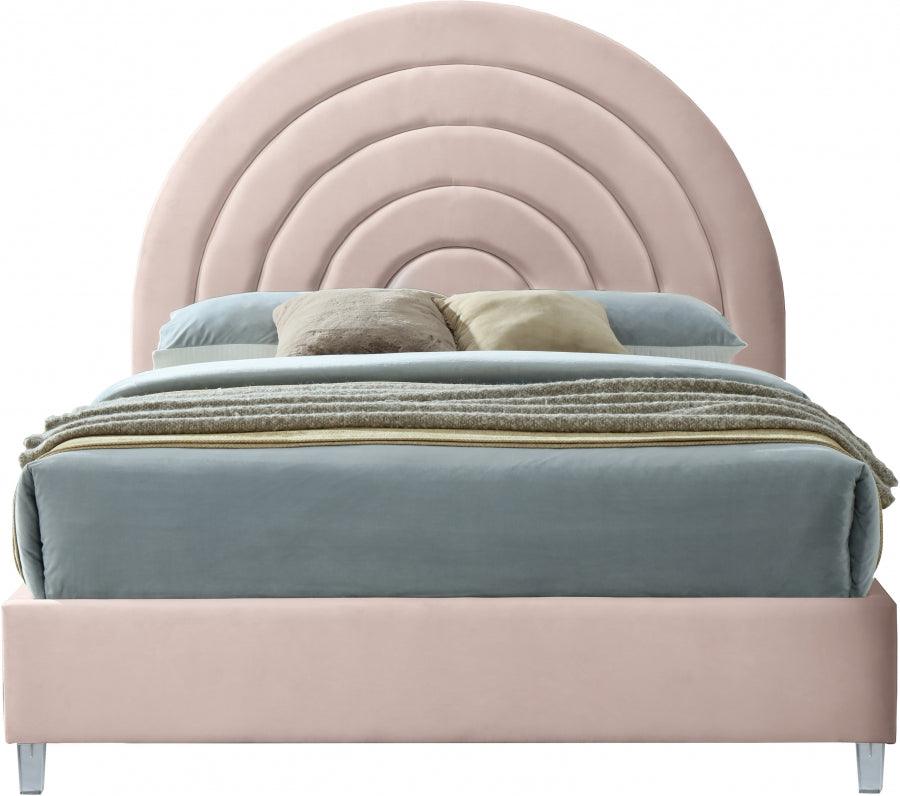 Rainbow Velvet King Bed In Pink - Rainbowpink-K - ATL FURNITURE