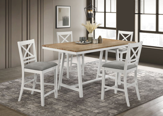 Hollis Rectangular Counter Height Dining Table Brown and White