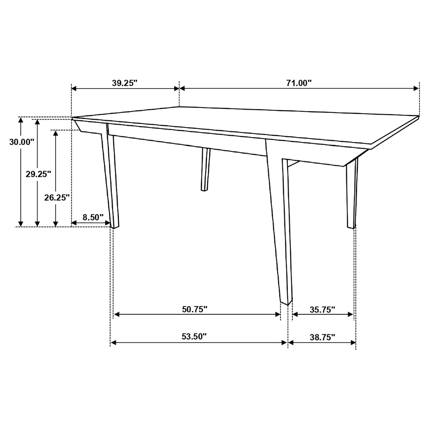 Nogales Rectangular Wood Dining Table Natural Acacia and Off White