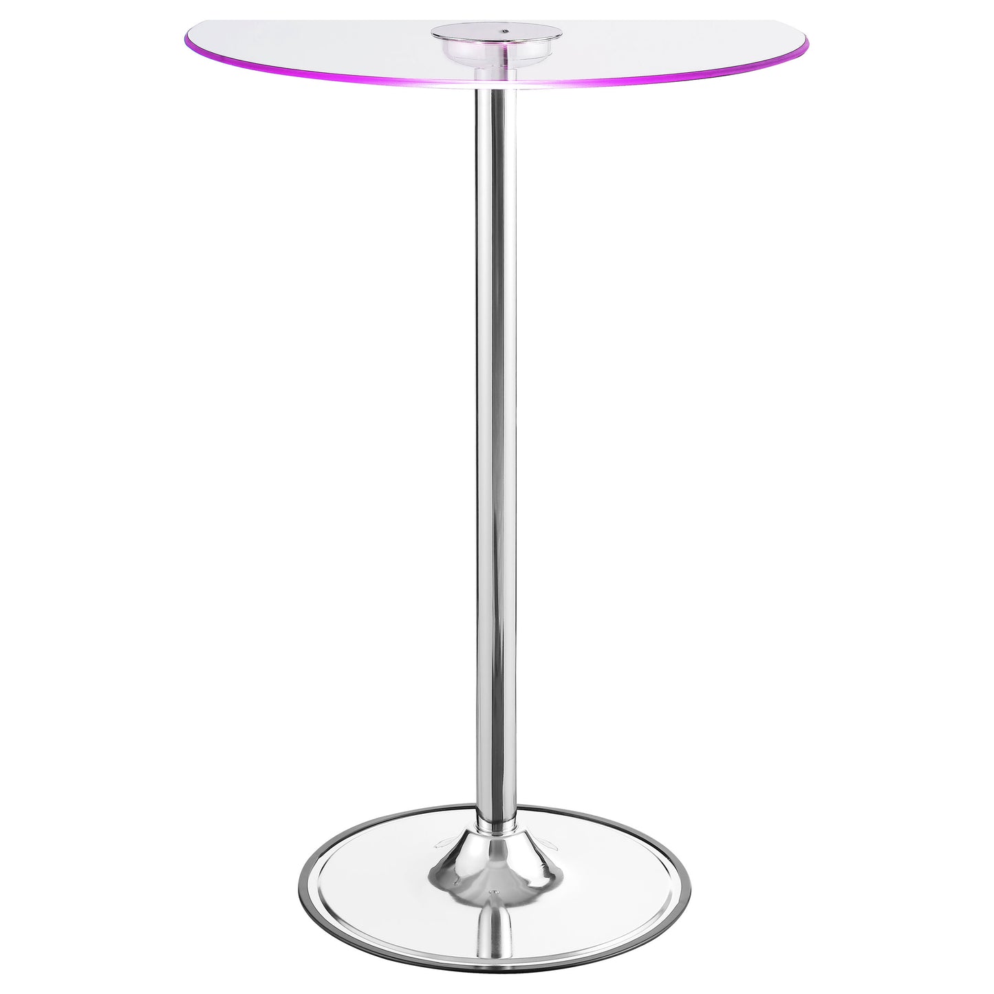 Thea Round 28-inch Glass Top LED Bistro Bar Table Chrome