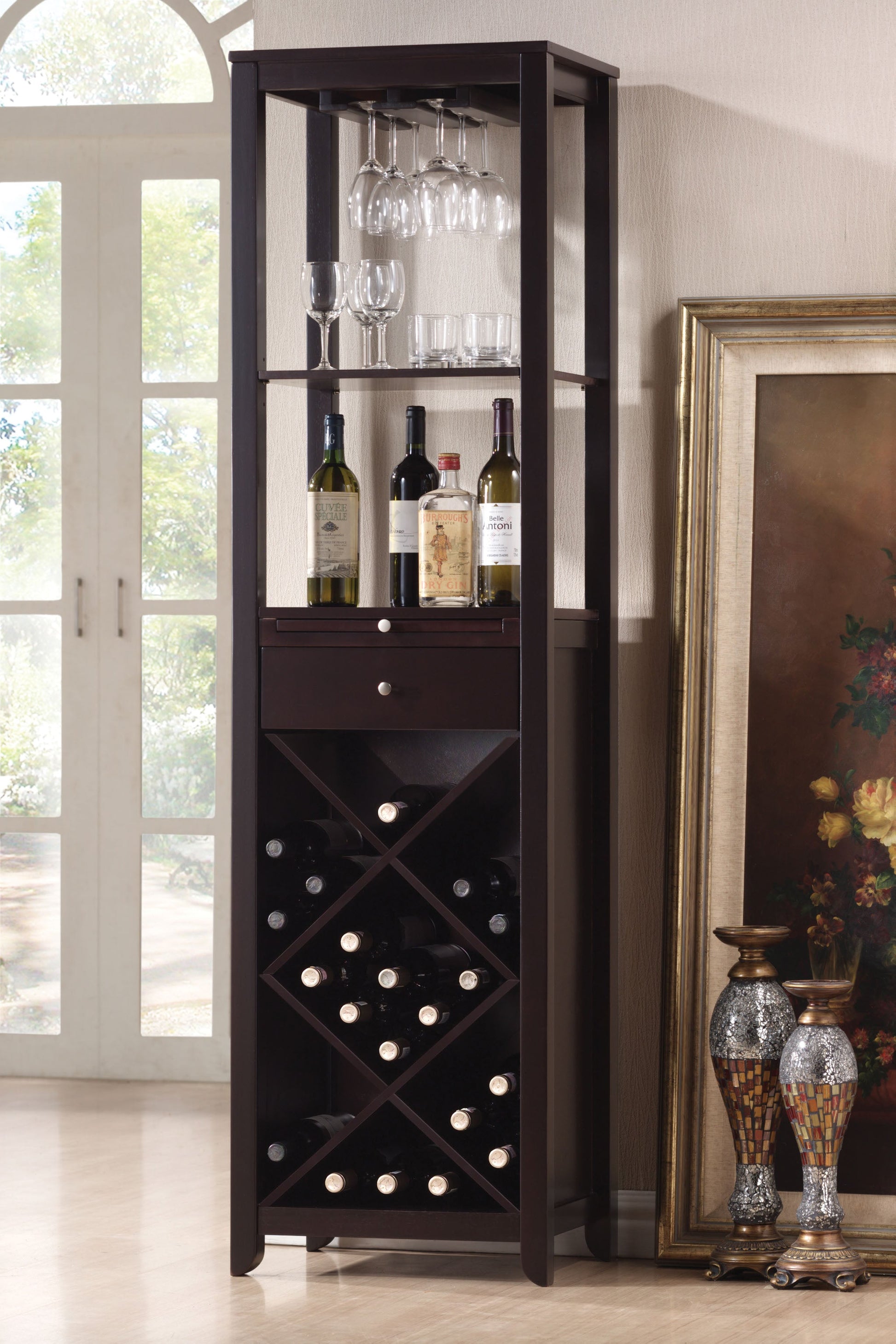 Casey Wenge Wine Cabinet - ATL FURNITURE