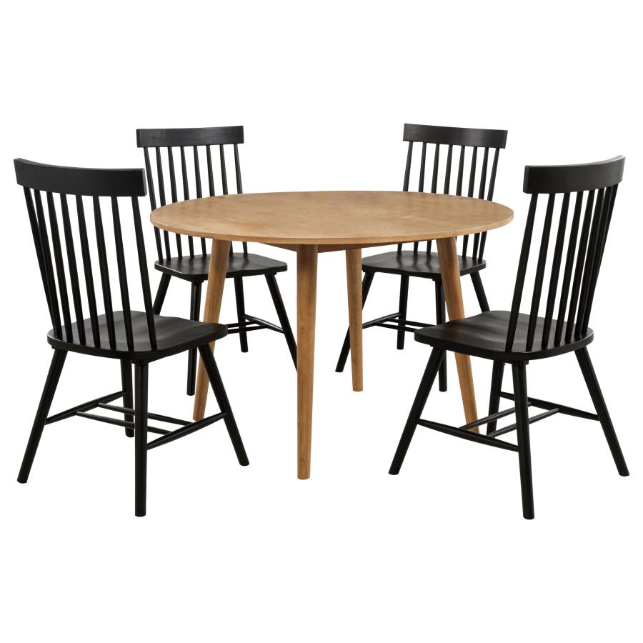 Andrews 5-Piece Round Dining Table Set Light Ash And Black
