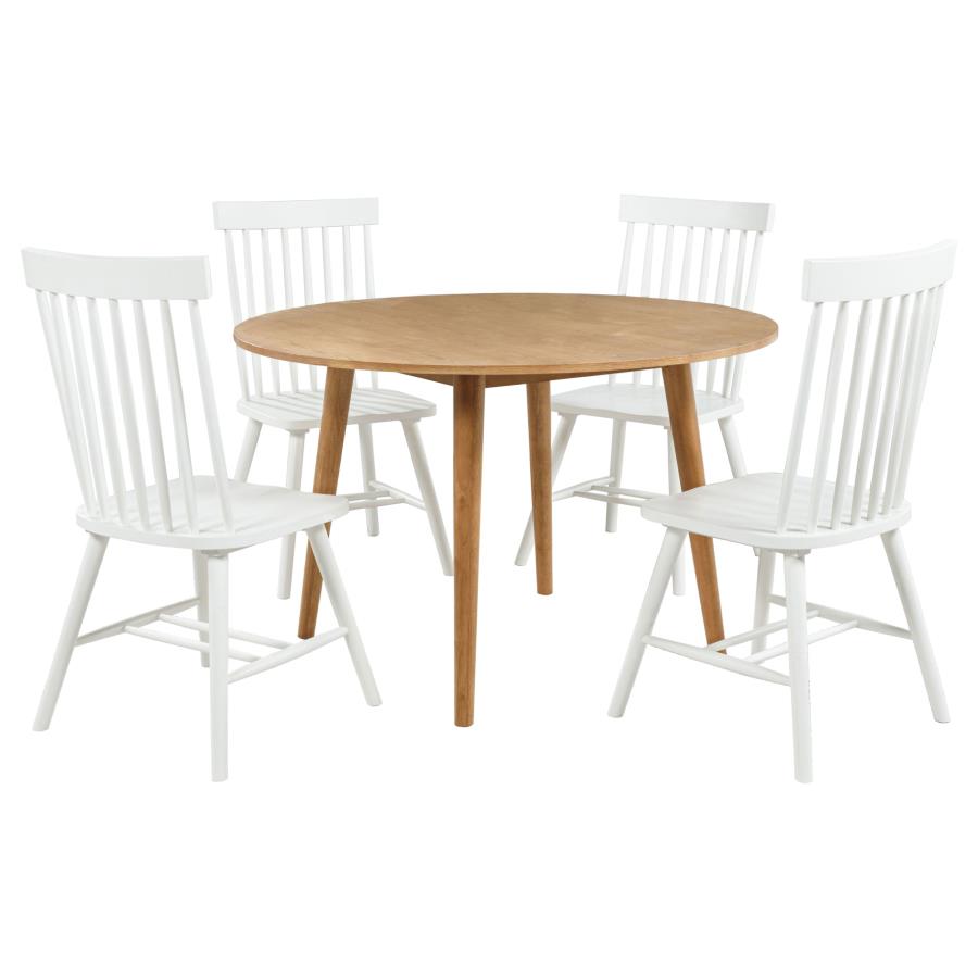 Andrews 5-Piece Round Dining Table Set Light Ash And White