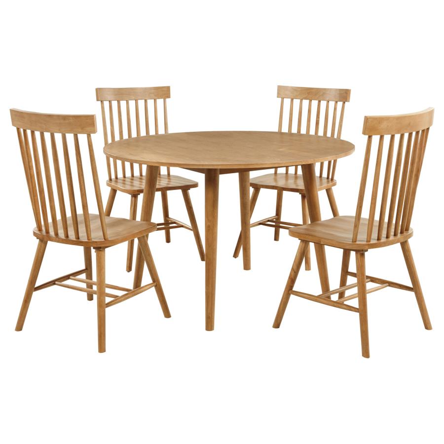 Andrews 5-Piece Round Wood Dining Room Table Set Light Ash