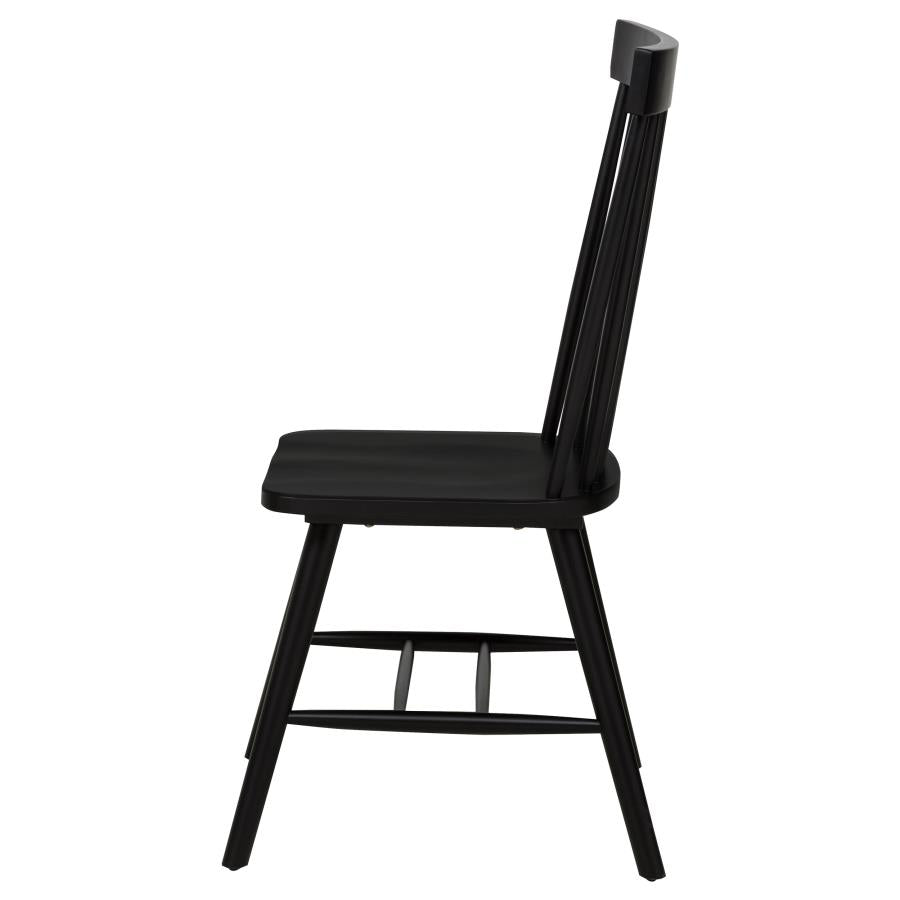 Andrews Windsor Spindle Back Dining Side Chair Black (Set Of 2)
