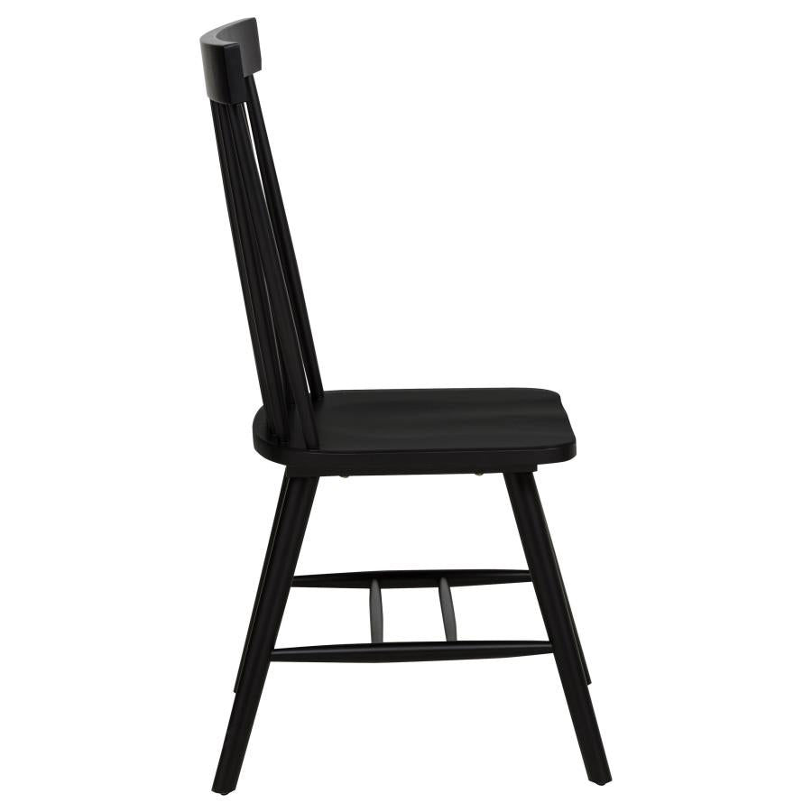 Andrews Windsor Spindle Back Dining Side Chair Black (Set Of 2)