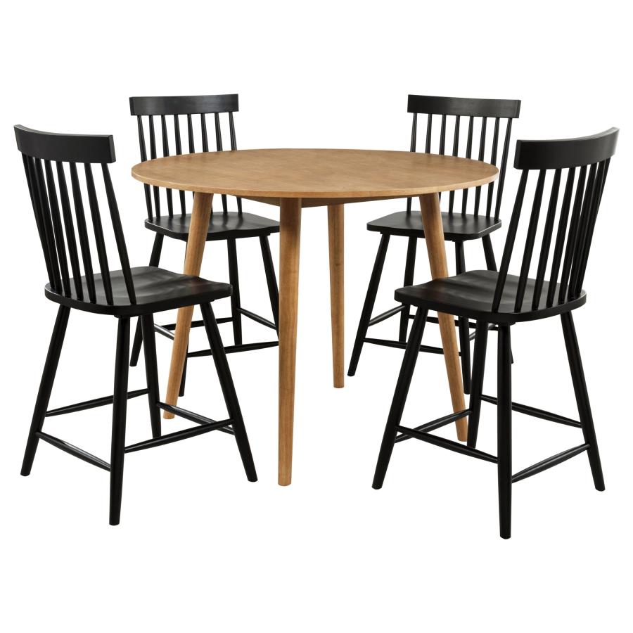 Andrews 5-Piece Round Counter Dining Set Light Ash And Black